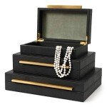 Black Faux Shagreen Decorative Storage Box Set