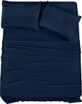 Navy Queen Bed Sheets Set - 4 Pieces