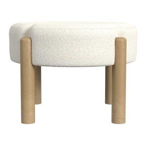 Luna Modern Round Ottoman in Cream Boucle