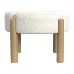 Luna Modern Round Ottoman in Cream Boucle