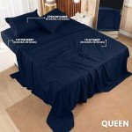 Navy Queen Bed Sheets Set - 4 Pieces