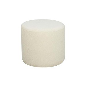 Elegant 19” Round White Boucle Ottoman Footrest