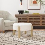 Luna Modern Round Ottoman in Cream Boucle