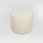 Elegant 19” Round White Boucle Ottoman Footrest