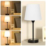 Set of 2 White Bedside Lamps with USB Charging