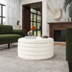 Fuji 36" Round Upholstered Boucle Storage Ottoman