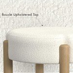 Luna Modern Round Ottoman in Cream Boucle
