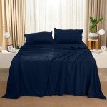 Navy Queen Bed Sheets Set - 4 Pieces