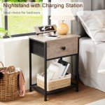 Set of 2 Slim Nightstands with Charging Station