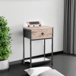 Set of 2 Slim Nightstands with Charging Station