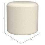 Elegant 19” Round White Boucle Ottoman Footrest