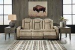 Power Reclining Sofa with Adjustable Headrest - Sand