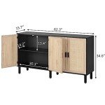 Boho Rattan 4-Door Sideboard Buffet Cabinet