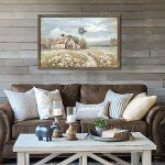 Rustic Barn Wall Art with Meadow Landscape