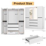 Stylish 6-Door Wardrobe with Mirrors and Drawers