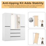 Stylish 6-Door Wardrobe with Mirrors and Drawers