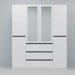 Stylish 6-Door Wardrobe with Mirrors and Drawers