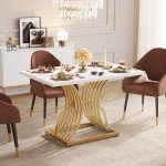 Modern 47-Inch Faux Marble Dining Table for 4