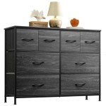 Charcoal Black 8-Drawer Fabric Dresser for Storage