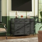 Charcoal Black 8-Drawer Fabric Dresser for Storage