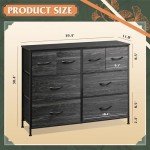 Charcoal Black 8-Drawer Fabric Dresser for Storage