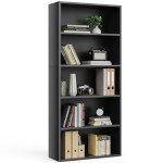 Industrial 5-Shelf Open Bookcase - Classic Black