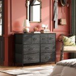 Charcoal Black 8-Drawer Fabric Dresser for Storage