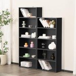 Industrial 5-Shelf Open Bookcase - Classic Black
