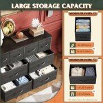 Charcoal Black 8-Drawer Fabric Dresser for Storage