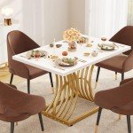 Modern 47-Inch Faux Marble Dining Table for 4