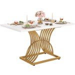 Modern 47-Inch Faux Marble Dining Table for 4