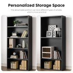 Industrial 5-Shelf Open Bookcase - Classic Black