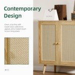 Set of 2 Rattan Accent Buffet Cabinets