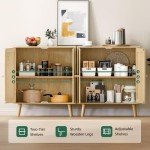 Set of 2 Rattan Accent Buffet Cabinets