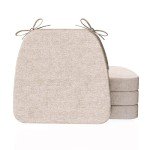 Beige D-Shaped Chair Cushions, Set of 4