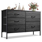 Charcoal Black 5-Drawer Wide Dresser with Organizers