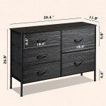 Charcoal Black 5-Drawer Wide Dresser with Organizers