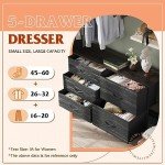 Charcoal Black 5-Drawer Wide Dresser with Organizers