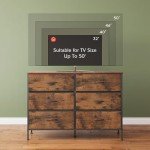 6-Drawer Fabric Dresser and TV Stand, Rustic Brown