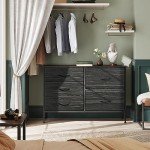 Charcoal Black 5-Drawer Wide Dresser with Organizers