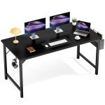 Stylish 55-Inch Black Computer Desk with Storage