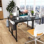 Stylish 55-Inch Black Computer Desk with Storage