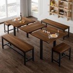 Extendable 5-Piece Walnut Dining Table Set