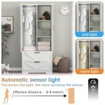 Farmhouse Armoire Closet with Mirror and Drawers