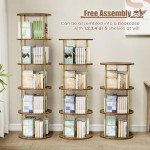 Gold 5-Tier Rotating Bookshelf for Small Spaces