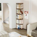 Gold 5-Tier Rotating Bookshelf for Small Spaces