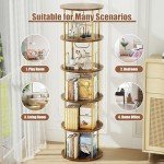 Gold 5-Tier Rotating Bookshelf for Small Spaces