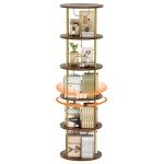 Gold 5-Tier Rotating Bookshelf for Small Spaces