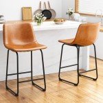 Set of 4 Modern PU Leather Bar Stools