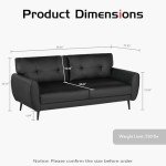 Mid Century 60" Black Loveseat Sofa for Small Spaces